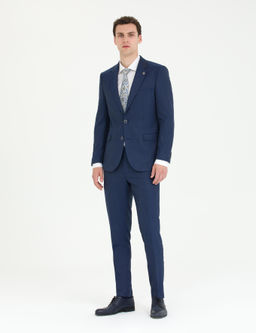 A__k Lacivert Ekstra Slim Fit Tak_m Elbise