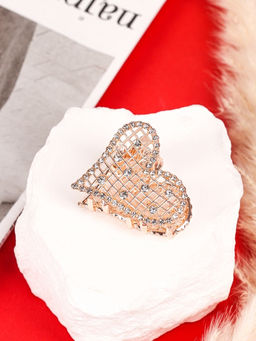 Цена за 6 шт. Крабик для волос «Элери», сердце, 4 см, золото