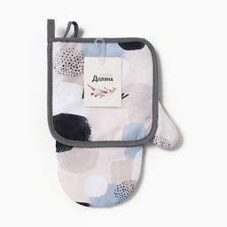 Набор кухонный «Be happy» варежка-прихватка 20×27 см, прихватка 17×17 см 100% п/э