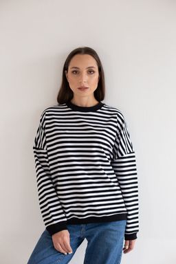 Свитшот полоска с черным, тельняшка, футер 2хнитка петля, пенье