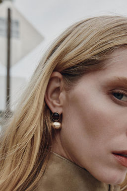 DOUBLE BALL STONE EARRINGS - Zara фото 2