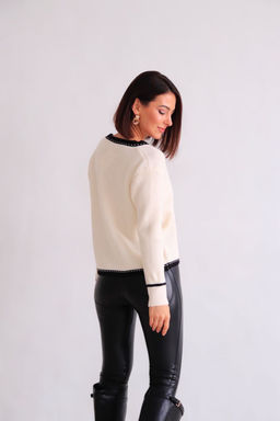 Martichelli Кардиган айвори с контрастной отделкой фото 2