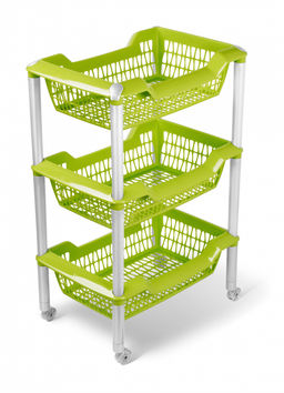 Этажерка прямоугольная 3-полки "Джета" на колесиках арт. С735