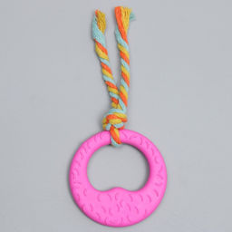 Игрушка жевательная с канатом Гиря, розовая - Пижон фото 2