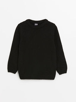 Bisiklet Yaka Basic Uzun Kollu K?z ?ocuk Triko Kazak