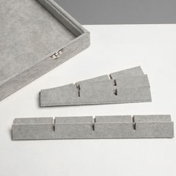 Шкатулка для украшений 9 полос, 12 ячеек, 35×24×4.5, стеклянная крышка, серая