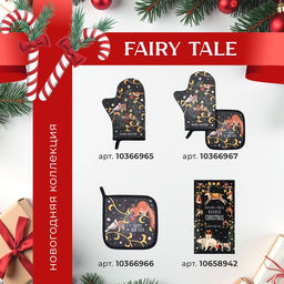Набор новогодний Fairy tale: скатерть 150×180 см ±3 см с ВГМО, салфетка 40×40 см-8 шт., 100% хлопок