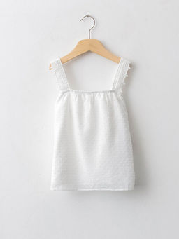 Kare Yaka Dantel Detayl? Ask?l? K?z ?ocuk Bluz