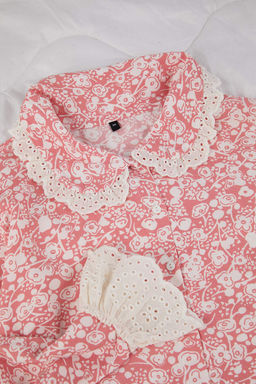 Pembe Cicekli Shally Dokuma Pijama Tak?m? THMAW26PT00185