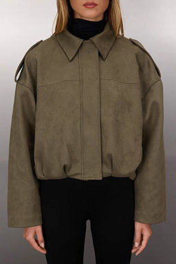 Haki Oversize Kal?p Suet Bomber Ince Ceket Mont TWOAW26MO00125