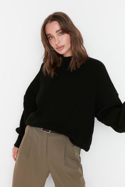 Siyah Genis Kal?p Basic Triko Kazak TWOAW23KZ01448