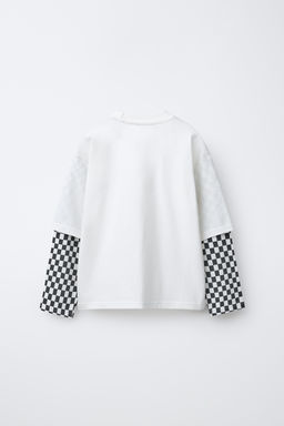 DOUBLE SLEEVE T-SHIRT AND CHECKERBOARD BERMUDA SHORTS SET - Zara фото 3
