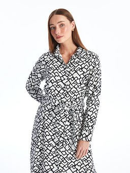 Desenli Uzun Kollu Kad?n G?mlek Elbise