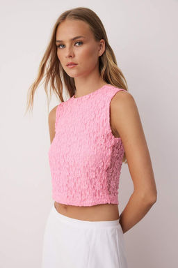 Sar? Fitted/Vucuda Oturan Dantel Orme Bluz TWOSS25BZ00590 - Trendyolmilla фото 6