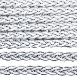 Тесьма Косичка плетеная TBY шир.10мм 0385 цв.серебро уп.9м