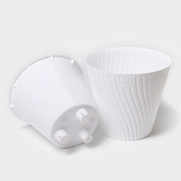 Цена за 2 шт. Кашпо для цветов со вставкой Луи, 1,2 л, цвет белый - Simaland фото 2