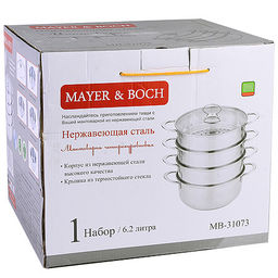 31073 Мантоварка 4х-ярусная 6,2л 28см 5пр нерж/ст MB (х4) - Mayer&boch фото 3