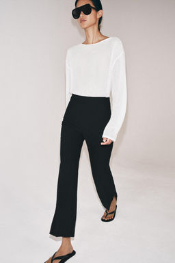PANTAL?N CROPPED TIRO ALTO ZW COLLECTION / Negro - Zara фото 3