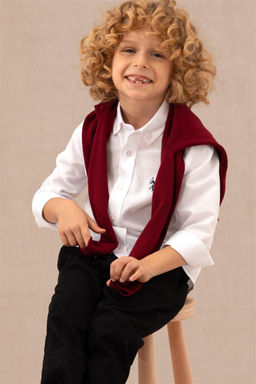 U. S. Polo Assn Белая базовая рубашка с длинным рукавом для мальчика - U.s. polo assn фото 5