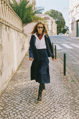 COMBINED INTERLOCK MIDI SKIRT