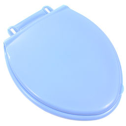 Сиденье для унитаза пластмассовое "Русское" 42х37см, между креплениями 18см, голубой (Россия)