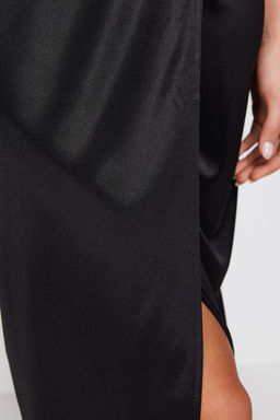 Siyah Drapeli Anvelop Orme Saten Elbise TPRSS24EL00054 - Trendyolmilla фото 5