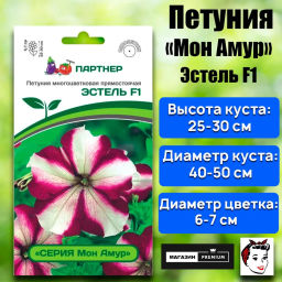 Петуния Мон Амур Эстель прямостоячая звезда бело-пурпурная - Партнер фото 2