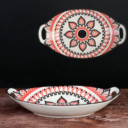 Блюдо с ручками овальное 27х15х5,5 см / ZY025 /уп 48/ - ГалеонТрейд фото 5