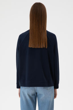 Kad_n Lacivert Regular Bisiklet Yaka Basic Sweatsh_rt