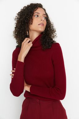 Bordo Basic Bal?kc? Yaka Triko Kazak TWOAW21KZ1279