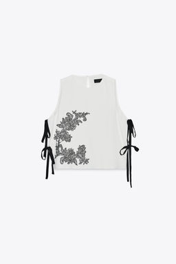 EMBROIDERED FLORAL TIE TOP - Zara фото 6