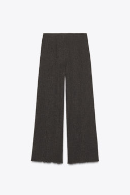 TEXTURED WIDE-LEG TROUSERS - Zara фото 8