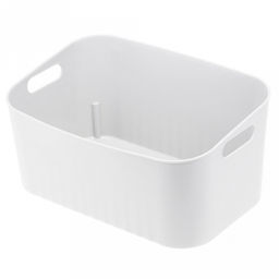 "Домашняя мода" Корзина пластмассовая для хранения "Элегант" 26х17,5см h13см, с ручками, белый (Китай)