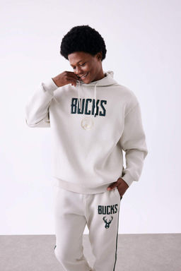 DeFactoFit Толстовка оверсайз с капюшоном и капюшоном NBA Milwaukee Bucks
