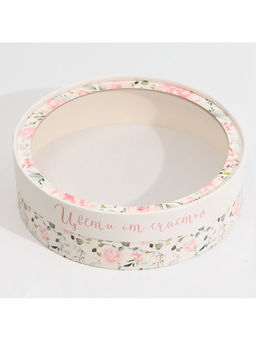 Коробка для макарун, кондитерская упаковка тубус с окном, «Цвети от счастья» 20×20×5 см