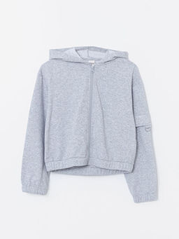 Kap??onlu K?z ?ocuk Fermuarl? Sweatshirt
