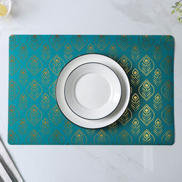 Набор салфеток сервировочных Доляна Перья, 4 шт, 3045 см, цвет бирюзовый  фото 4