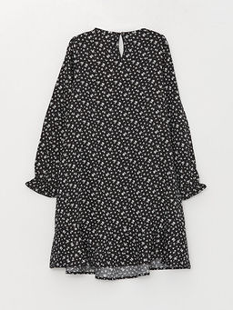 Bisiklet Yaka Desenli Uzun Kollu K?z ?ocuk Elbise