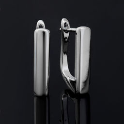 Швензы для сережек родированные Палочка широкая, цвет серебро