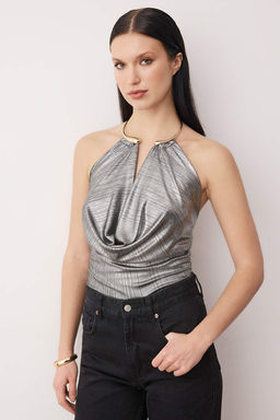 Taba Aksesuar Detayl? Degaje Yaka Orme Party Bluz TPRAW26BZ00062 - Trendyolmilla фото 7