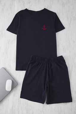 Lacivert Slim Fit _apa Nak__l_ _ortlu _rme Pijama Tak_m_ TMNSS25PT00068 - Trendyolmilla фото 2