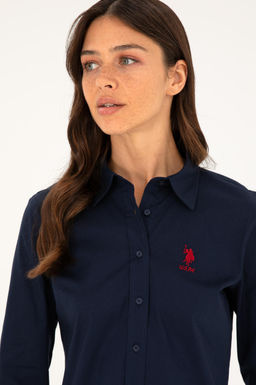 U. S. Polo Assn / Женская базовая рубашка темно-синего цвета с длинным рукавом - U.s. polo assn фото 9