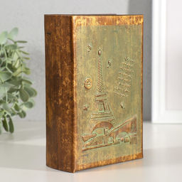 Шкатулка - книга «Эйфелева башня», дерево, искусственная кожа, тиснение, 16.5×11.2×5 см