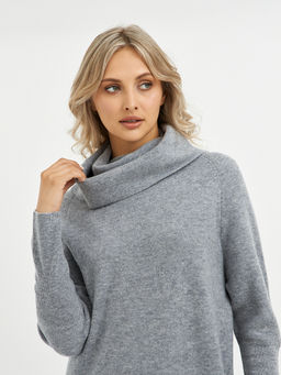 платье серое из шерсти с объемным воротом - Glenfield фото 7