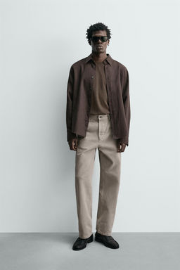 JEANS STRAIGHT FIT LAVADO / Beige claro