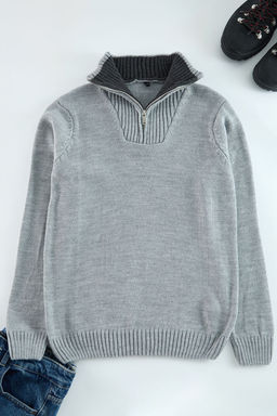 TRENDYOL MAN Lacivert Casual Regular Yar?m Bal?kc? Yaka Duz Triko Kazak TMNAW25KZ00008 - Trendyolmilla фото 9