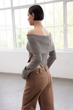 Limited Edition Vizon Premium/Ozel Iplik Fitilli Carmen Yaka Triko Body Kazak TWOAW25KZ00321 - Trendyolmilla фото 4