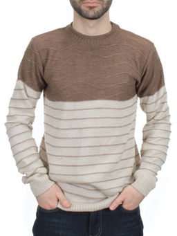 G638 BROWN/BEIGE Джемпер мужской (100% шерсть) - Фабричный китай фото 2