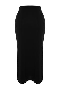 TRENDYOLMILLA Siyah Krep Tokal? Y?rtmac detayl? Maxi Yuksek Bel Esnek Orme Etek TWOAW24ET00054  фото 8