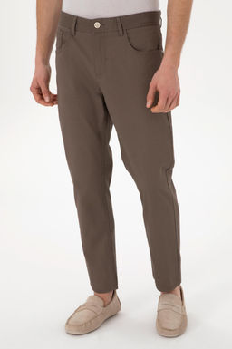 Erkek Slim Fit Vizon Kanvas Pantolon